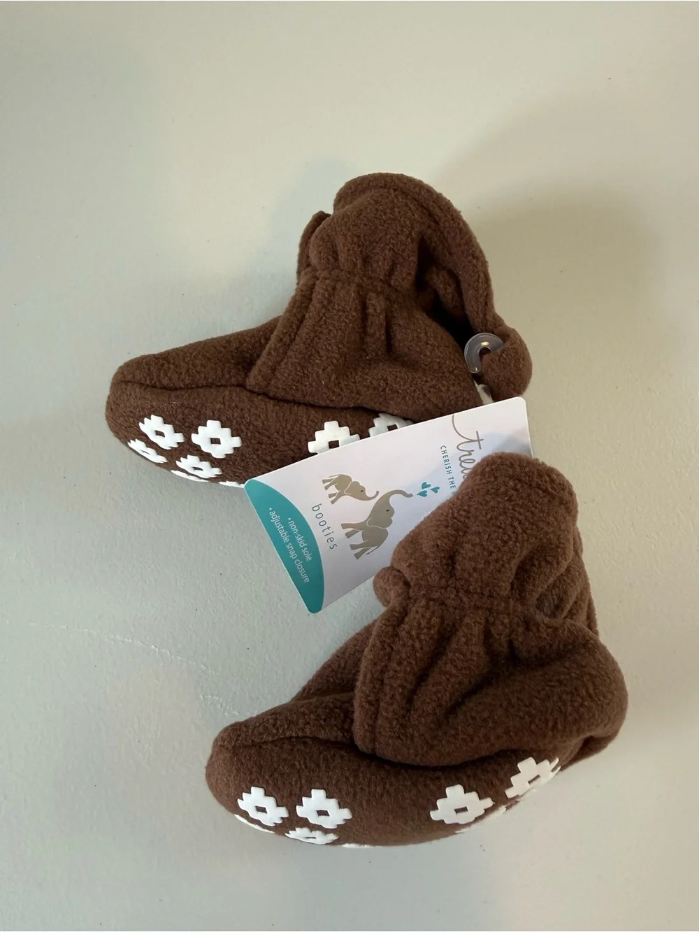 NWT Brown Fleece Baby Booties 0-6 months